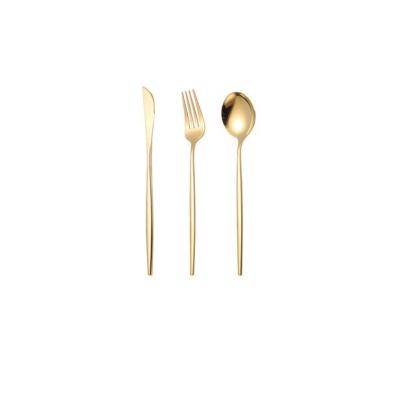 China Sustainable Luxury Gold Plated Western Cutlery Set 3 Pieces for sale