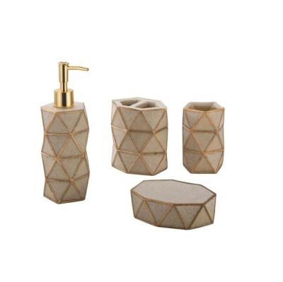 China Viable Wholesale Exquisite 4PCS Polyresin Bathroom Accessory for sale