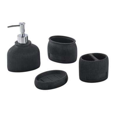 China Sustainable Tasteful Black Bathroom Accessory Set for sale