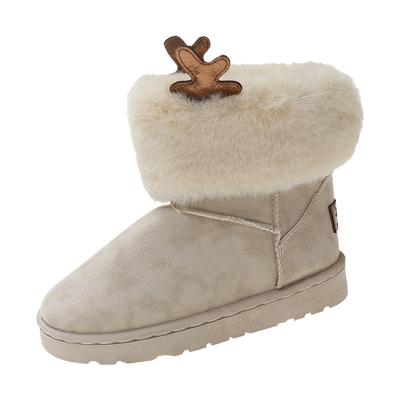 China 2021 New Winter Thermal Deer Horn Fashion Leisure Snow Boots Women's Shoes Short Plush Boots for sale