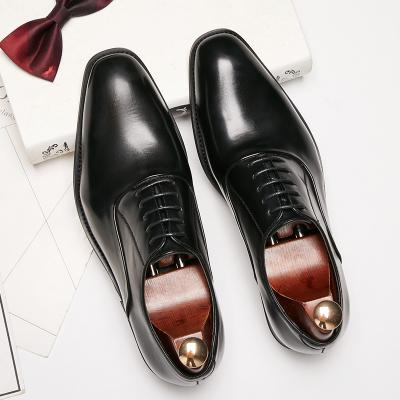 China 2021 Light Office High Quality Black Wedding Derby Shoes Genuine Leather Elegant Shoes For Men for sale