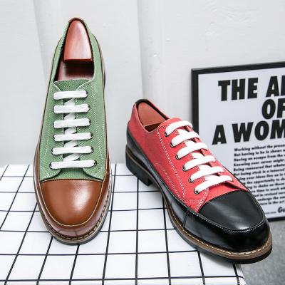 China Breathable Color Blocking Surface Outdoor Men's Business PU Fabric Office Stylish Shoes Wedding Elegant Shoes for sale