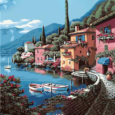 China CLASSIC Gifts And Crafts E001 Original Paintings For Home Decor Diy By Numbers Landscape Digital Oil Painting for sale