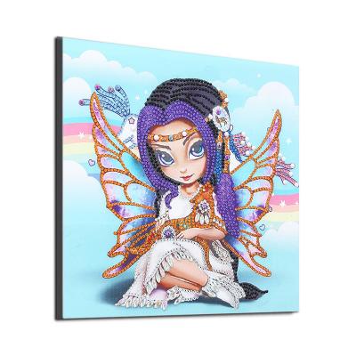 China Cunzhen CLASSIC Customized 30*30cm DZ536 Children Elf Fairy Wall Designs For Bedroom Special Shaped Diamond Painting for sale