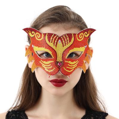 China Factory Outlet 21*16cm Diamond Painted Tiger Face Mask Bachelette Eco-friendly Party Eye Mask Masquerade Party Mask for sale