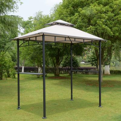 China Gazebo Shelter Patio Polyester Double Roof Garden Canopy Tent 8x5 Waterproof Feet GRILL Gazebo Grill with Bar Shelves for sale