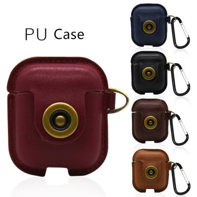 China Vivid Color Fashion Leather Tiny Key Chain Wireless Cover Protective Earphone Case for sale