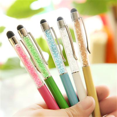 China Fashion 14 Colors Pointed Stationery Barrel Glowing Empty Gemstone Crystal Ball Pen for sale