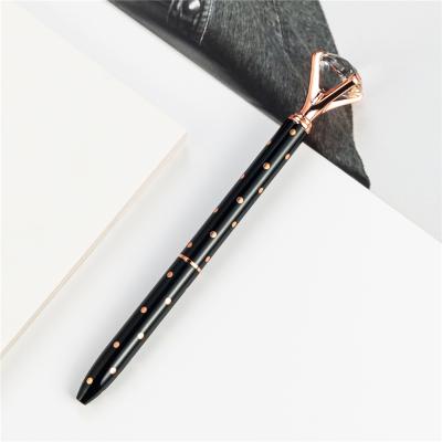 China Innovative Black Diamond On Top Rose Gold Crystal Pen With Custom Logo Fashion Tip for sale