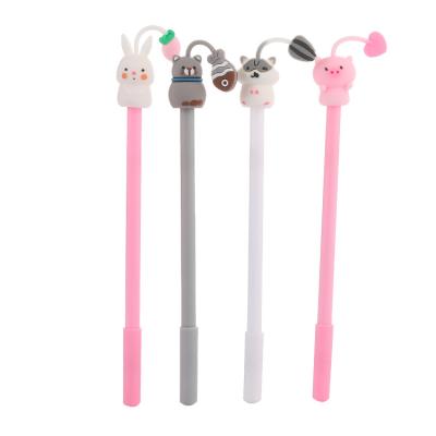 China Custom Cute Kawaii Plastic Silicone Animal Ink Normal School Gel Pen For Girls for sale