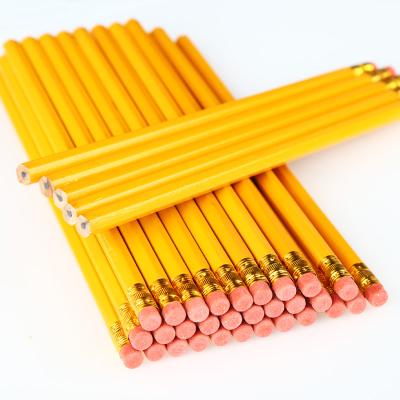 China Fashion Bulk Wooden Promotional Yellow Yellow Lead Customize Standard Pencils With Eraser for sale