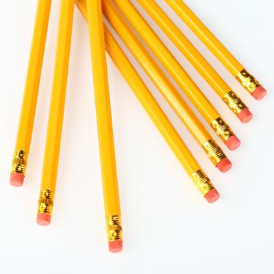 China Fashion Durable Yellow Lead Bulk Wooden Customize Art Standard Pencils With Eraser for sale