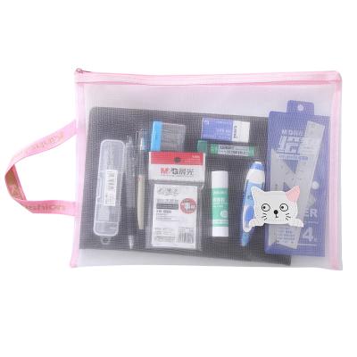 China Fashion New Functional Kids Eco-Friendly Mesh School Clear Pencil Cases Handbag for sale