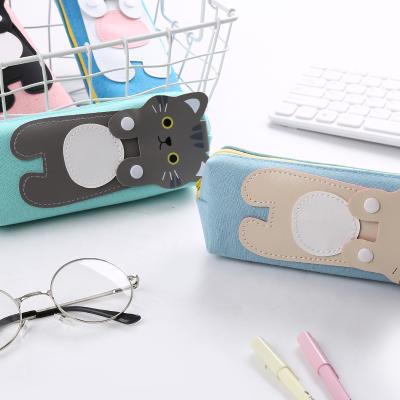 China Stationary Cute Cat Logo Wholesale Pencil Cases For Kids Fashion Canvas Box Teens for sale