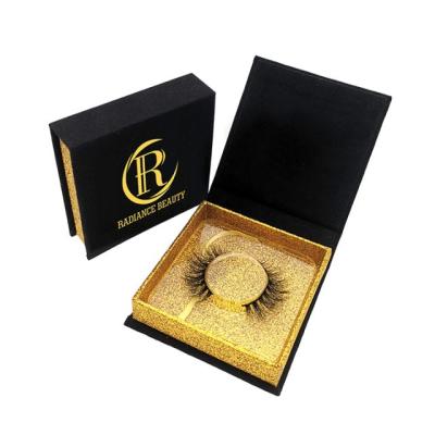 China Empty False Lash Paper Boxes Square Eyelash Box Customized Recyclable Square Glitter Logo for Mink Eyelashes for sale