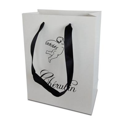 China Custom Wholesale Luxury White Fancy Paper Kraft Paper Recyclable Shopping Bag Customize Paper Bag For Watch for sale