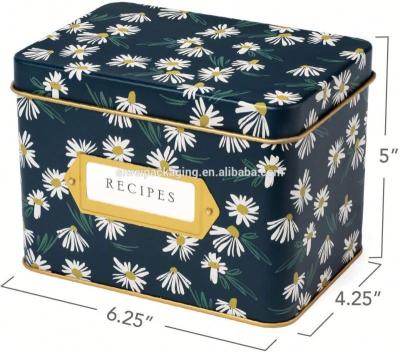 China Bring charm and cheer into your kitchen Printed 12 European Hot Pet Foldable Paper Recipe Marble Style Tin Box With Lid With Large Discount for sale