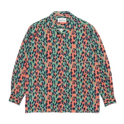 China Anti-pilling Available from stock Japanese 22AW leopard print loose Hawaiian men's long sleeve shirt for sale