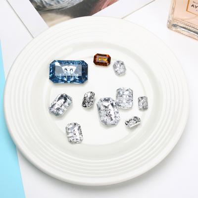 China Other Wholesale New Rectangle Square Acrylic Button Glitter Transparency Glass Crystal Button for sale