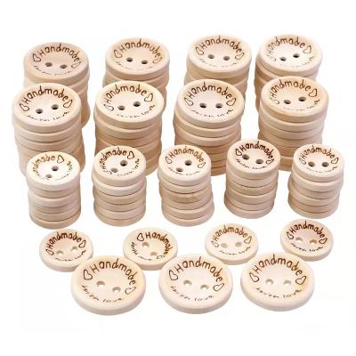 China Sustainable Wholesale Handmade Round Wooden Button 2 Shirts 15/20/25 Mm Holes for sale