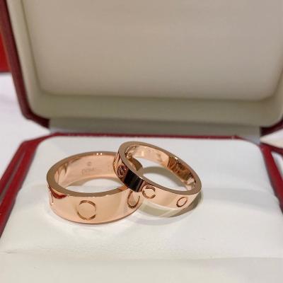 China Gogem Ca Luxury Brand Notched Screw Ring Water Resistant With Name Engraved PVD Plated Rose Gold Band Love Ring Waterproof For Couples for sale