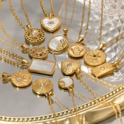 China Fashionable Water Resistant Gogem Statistical Ins Necklace Collection With Shell Zirconia Pendant For Daily Wear for sale