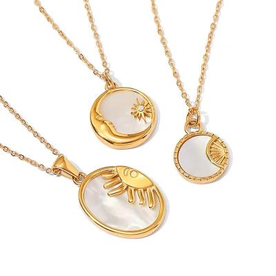 China Gogem New Arrival Gold Plated Necklace Sun Pendant Water Resistant Natural Shell Jewelery Jewelry For Birthday GIFT for sale