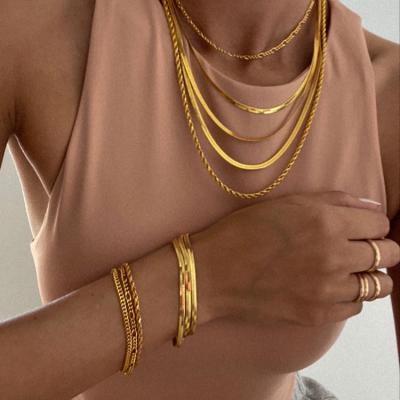 China Layered Chain Jewelery 3 Ins Fashion Gogem Snake Gold Plated Jewelry Water Resistant Non-tarnished Necklace For Stacking for sale