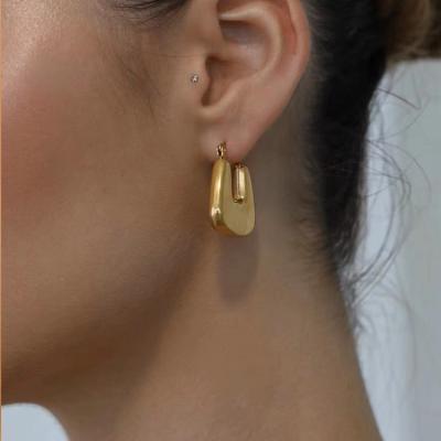 China Best Selling Water Resistant Gogem Gold Chunky Hoop Earrings Bold Huggie Earrings Tarnish Resistant Jewelry For Women for sale