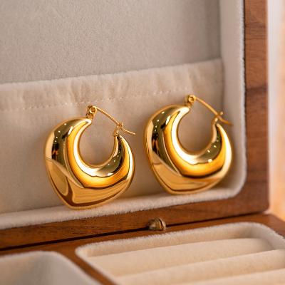 China Water Resistant Gogem Stats Blogger Chunky Hoop Earrings 18K Real Gold Plated Hypoallergenic Jewelry For Daily Basic for sale