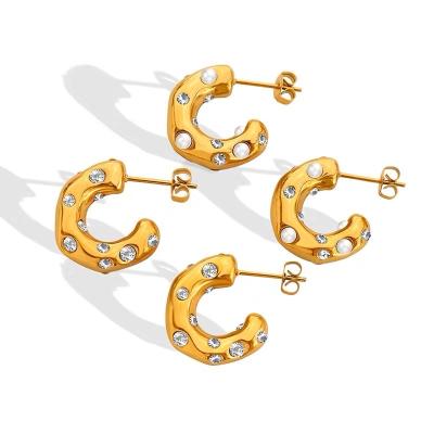 China Water Resistant Gogem High End Color Diamond Earrings With Bling Studs Quality 18K Gold Plated Jewelry For Girls for sale