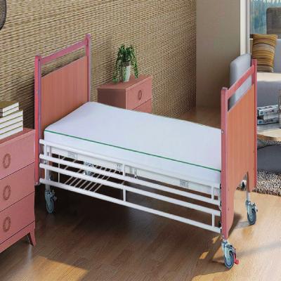 China Homecare Bed Wood Head and Foot Boards Steel Guardrails Auger Casters Homecare Luxury Hospital Bed for sale