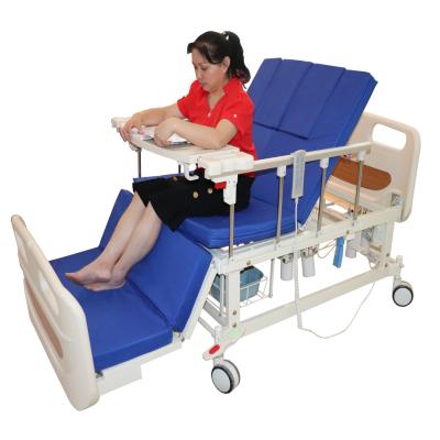 China steel & ABS Plastic Medical Electric Hospital ICU Foldable Nursing Clinic Elder Patient Bed With Toilet for sale