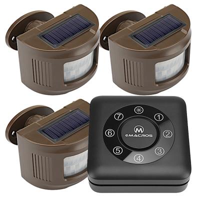 China Solar Alert System 1/2 Mile 7-Zone Outdoor Kit Cafe 1 Wireless Receiver& 3 Sensors for sale