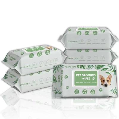 China Sustainable Organic Paw Ear Eye Pet Grooming Wipes Biodegradable Pet Wipes Bamboo Deodorant Puppy Pet Cleaning Wet Wipes for sale