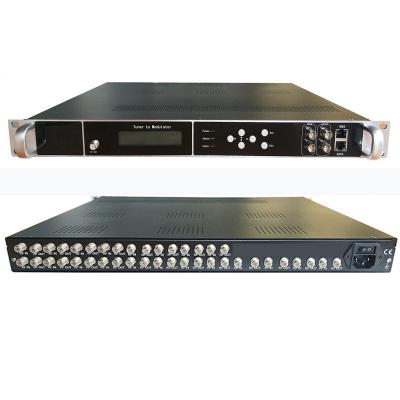 China DTV system IPTV input system equipment 20 channel DVB-S/S2 digital input tuner to RF transmitter modulator isdb-t/dvb-t/atsc/dvb-c for sale