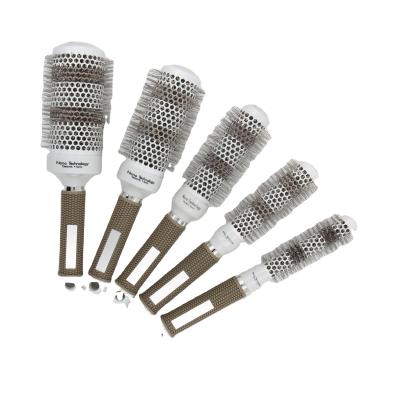 China Fashionable Hair Comb Round Comb Aluminum Tube Thermal Hair Massage Brush For Barber Styling Comb for sale