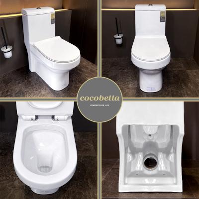 China Double-Flow Top Toilet Ine Piece Toilet Water Commode WC Bathroom Ware Tier Ceramic Sanitary Toilet for sale