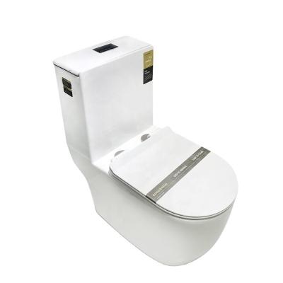 China Modern western one-piece washdown Double-flush ceramic bathroom closestool p-trap toilet for sale