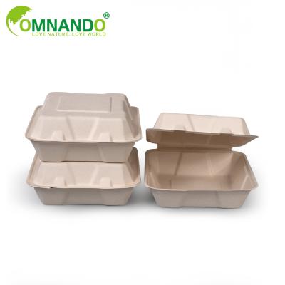 China Disposable Wholesale Bulk Sugar Cane Food Container Bagasse Box for sale