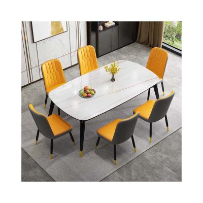 China Nordic Modern Minimalist Light Luxury Glass Dining Table Home Rock Panel Dining Table and Chair Combinati for sale