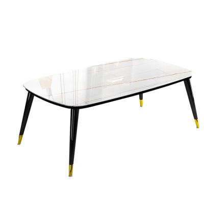 China Contemporary Nordic Light Luxury Glass Dining Table Dining Table Home Modern Minimalist Ins. Roll Up Small Apartment Rock Panel Diner for sale