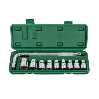 China Durable 10pcs DIY Tools Chrome Vanadium Steel 8-24mm Auto Repair Socket Wrench Set for sale