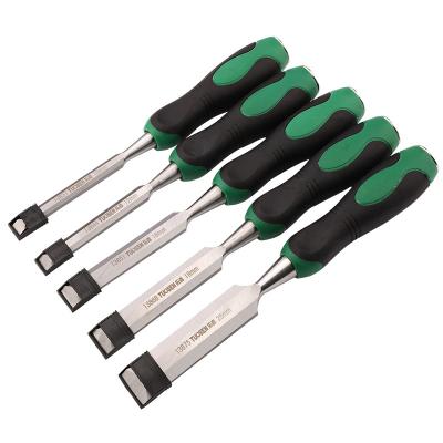 China Wood Work 10-25mm Handle High Carbon Steel Plastic-Coated Wood Carving Flat Chisel Tool Wood Chisel for sale