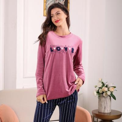 China Thermal Tailoring And Color Matching Romantic And Refined Velvet Ladies Winter Suits Cartoon Pajamas For Women for sale