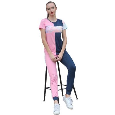 China Gorgeous QUICK DRY Color Block Women Silk Short Pajamas for sale