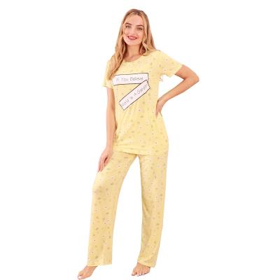 China New summer style QUICK DRY cute and bright yellow pajamas for women for sale