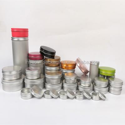 China Tea.hair wax pure aluminum material aluminum tin with screw lid, small tin canisters packaging box for sale