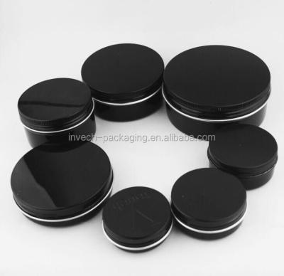 China Matte Black Candle Tin Containers, Empty Candle Tin Containers, Printing Black Pomade Jars for sale