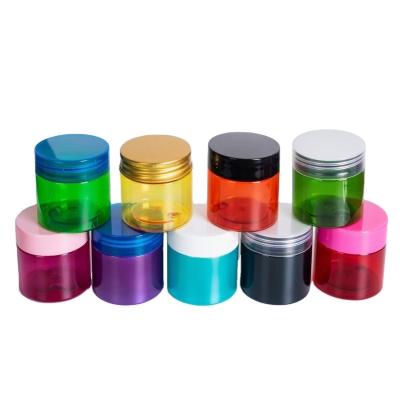 China Eco - Friendly Food PET Plastic Jar , 200ml Plastic Jar With Aluminum Cap , Plastic Jar Metal Lid for sale